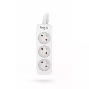 Pagarinātājs Kerg M02387 — 3 ar zemi Type F kontaktligzdas, kabelis 1,5 m, 16A, 230V, 3680W