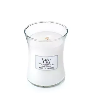 WoodWick 92062 vaska svece ar ciedru, jasmīnu un rozes aromātu stikla svečturī