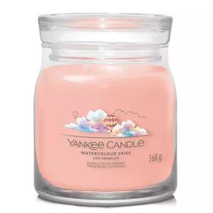 Vaska svece cilindrs Yankee Candle Watercolour Skies — Cashmere Wood, Jasmine, Musk Pink; 114×93 mm, 368 g, stikla trauks