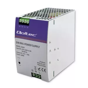 Промышленный DIN-рель источник питания QOLTEC 50901 — 480 Вт, 24 В постоянного, 20 А