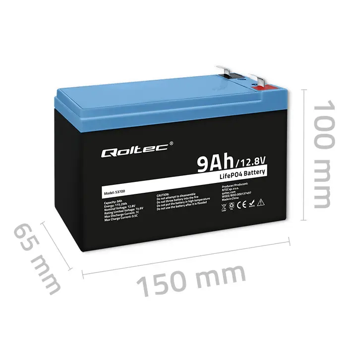 Аккумулятор LiFePO4 QOLTEC 53700 12,8В 9А·ч Photo 8