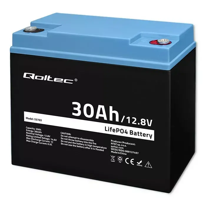 QOLTEC LiFePO4 akumulators 12.8V 30Ah ar BMS Photo 8
