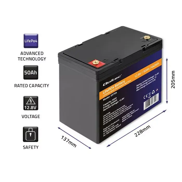 LiFePO4 battery QOLTEC 53704 12.8V 50Ah Photo 3