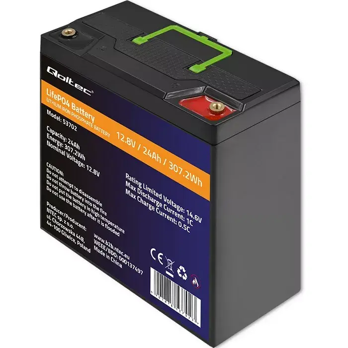 LiFePO4 battery QOLTEC 53702 12.8V 24Ah Photo 7