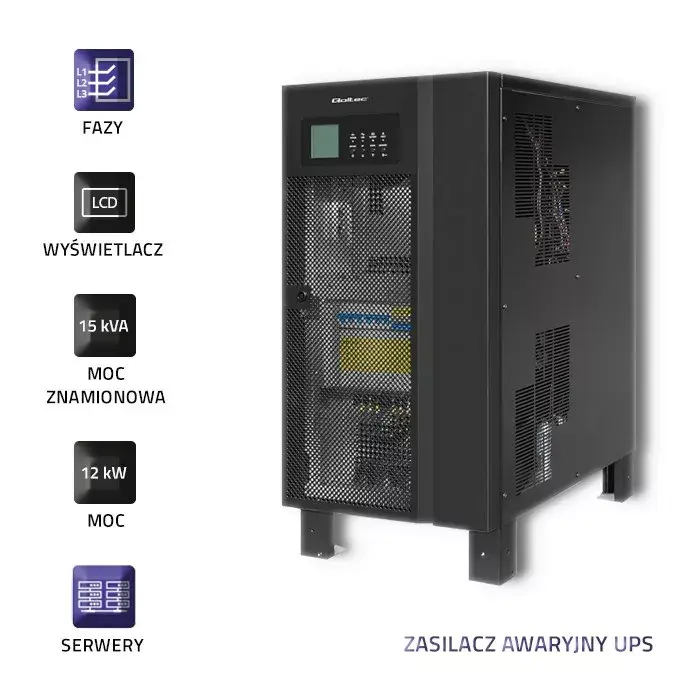 QOLTEC 53949 3‑fāžu UPS 15 kVA 12 kW Photo 3