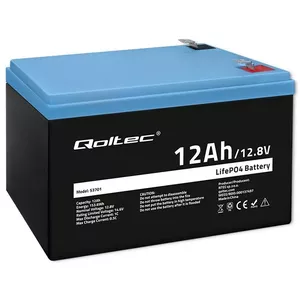 LiFePO4 battery QOLTEC 53701 — 12.8V 12Ah rechargeable battery for UPS and electronics