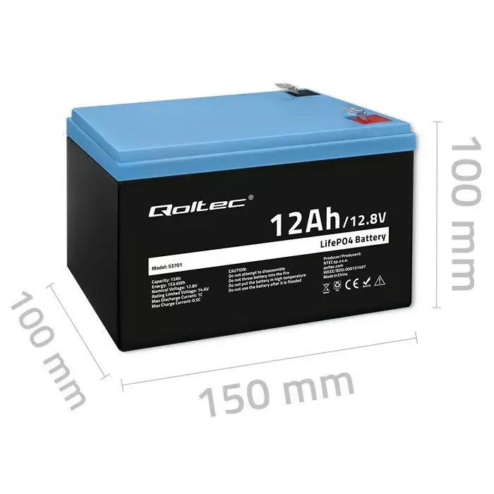 LiFePO4 akumulators QOLTEC 53701 12,8V 12Ah Photo 7