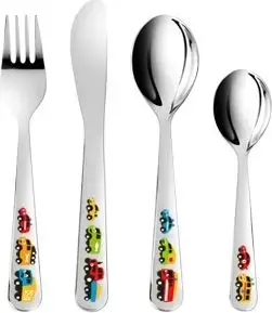 Cutlery set tescoma Bambini 668091.00 — children's 4-piece set (fork, spoon, knife) with car motif