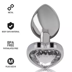 Анальная пробка INTENSE Aluminum Metal, белый сердечник, размер M