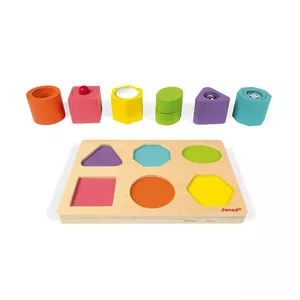 Деревянный пазл Janod I Wood Shapes & Sounds 6-блоковый 203x135 мм
