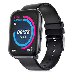 Niceboy X-fit Watch 2 viedpulkstenis ar 1.69 collu LCD skārienekrānu, 240 x 240 pikseļu izšķirtspēju, melnu silikona siksniņu un 200 mAh akumulatoru
