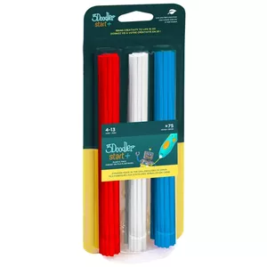 3Doodler 3DS-ECO-MIX1-75 compostable plastic filaments for 3D pens, 2.5 mm diameter, 75 pieces, Blue/Red/White