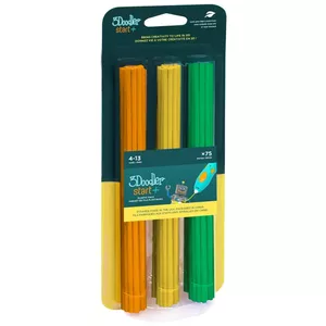 3Doodler 3DS-ECO-MIX2-75 compostable 2.5 mm filament strands, Green/Orange/Yellow, 75 pcs