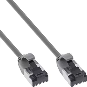 Патч‑кабель InLine Cat.8.1 U/FTP slim, TPE без галогенов, RJ‑45–RJ‑45, 0,25 м, серый
