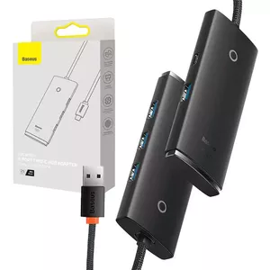 HUB adapteris 4 portu USB-C Baseus OS-Lite 25cm (melns)