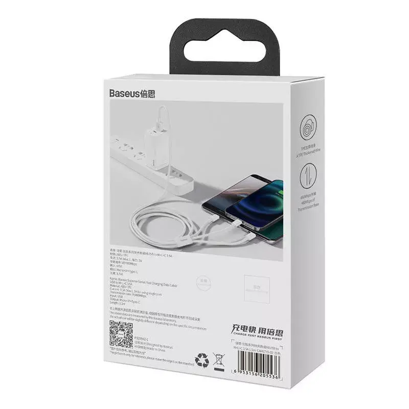 USB kabelis Baseus P10320105221-01 0,5 m 3.5A Photo 8