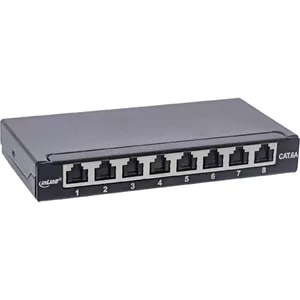 InLine Patch panel Cat.6A 0.5U 8-port black dust protection