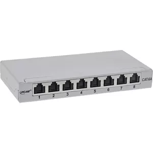 InLine Patch panel Cat.6A 0.5U 8-port grey dust protection