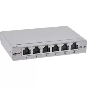 InLine Patch panel Cat.6A 0.5U 6-port grey with dust protection