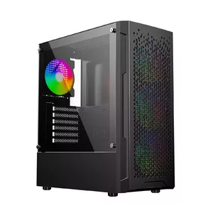 PC case GEMBIRD Fornax 400X Midi Tower Black — ATX, tempered glass, RGB fans, 4x 2.5" bays, 2x USB 3.0
