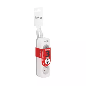 Удлинитель Kerg M02389 — 3 заземлённые розетки, кабель 5 м, 3×1,5 мм², 16 A