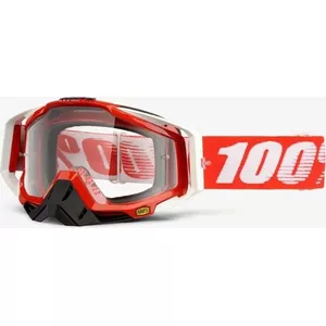 Очки 100% RACECRAFT FIRE RED с прозрачной антифог-линзой и 10 змеиных плёнок, бренд 100 КНИГ, модель 306775-uniw