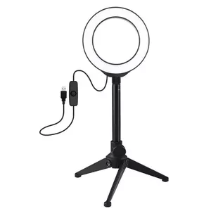 LED Ring Lamp 12cm with Desktop Tripod Mount up to 21.8cm, USB