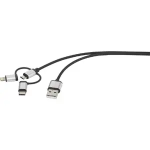 USB cable Renkforce RF-4600467 0.5m USB A USB C/Micro-USB B/Lightning Grey