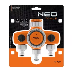 Таймер полива NEO tools 15-750 — одноканальный контроллер полива, глубина 145 мм, вес 280 г