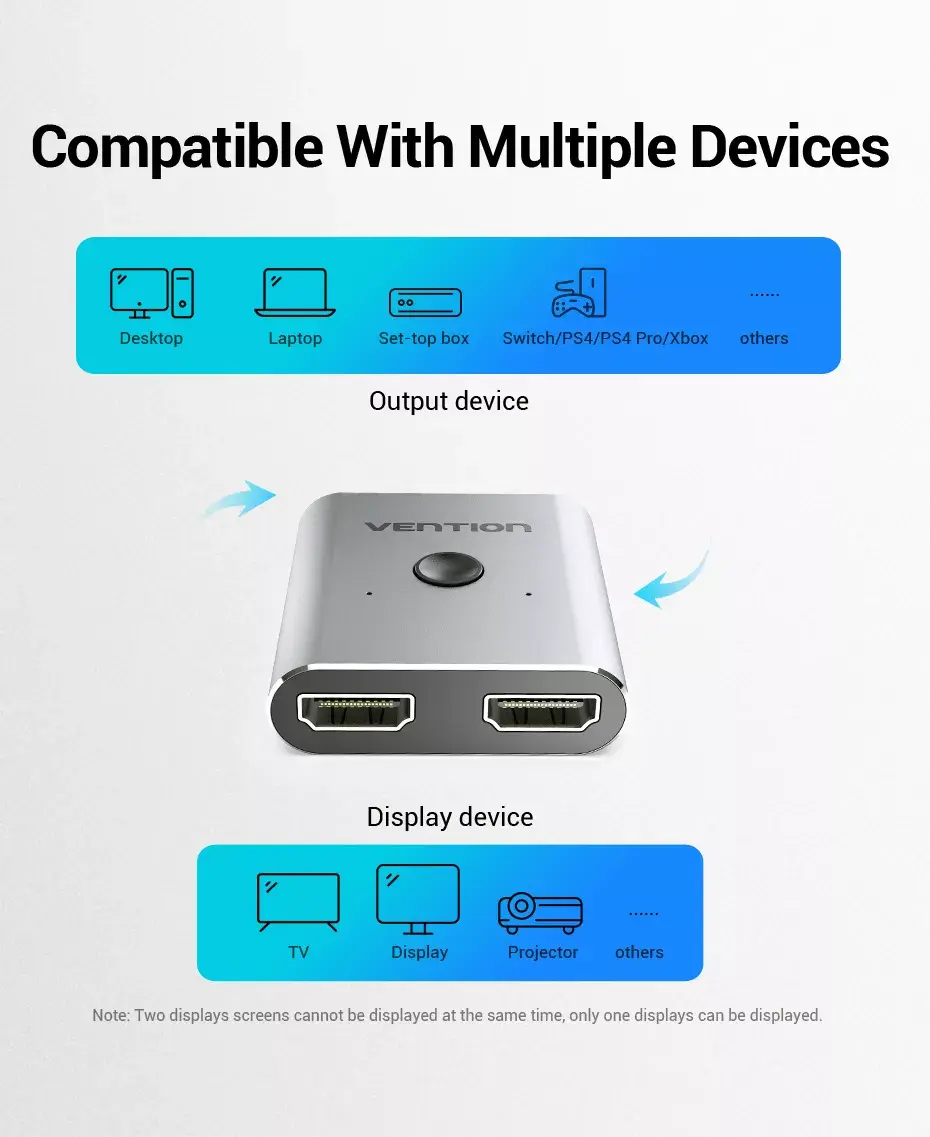 Vention 2-Port HDMI Bi-Direction Switcher Silver Photo 11