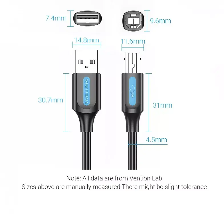 Vention USB 2.0 A Male to B Male Cable Photo 13