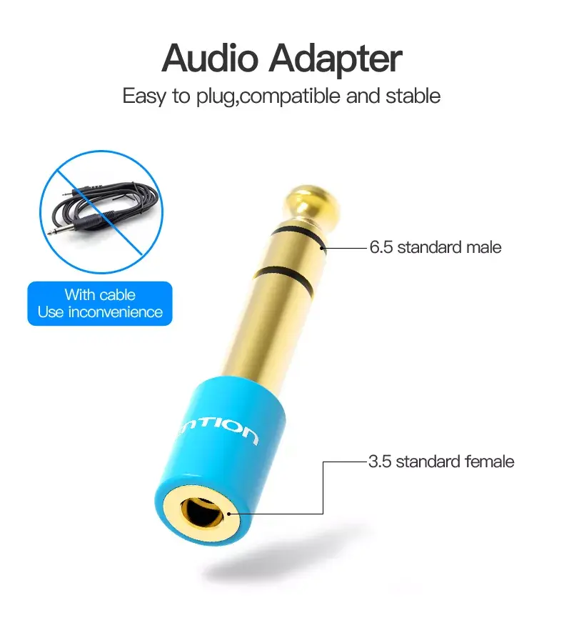 Vention 6,5 mm vīrietis uz 3,5 mm sieviete audio adapteris Photo 5