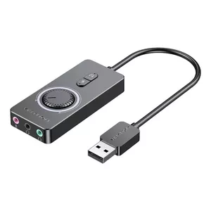 Внешняя звуковая карта USB 2.0 Vention CDRBF — 16 бит, 44.1–48 кГц, питание от USB, кабель 1 м, вход/выход линии