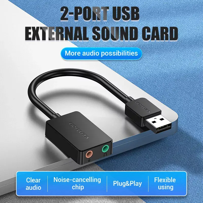 Vention 2-портовая USB внешняя звуковая карта Photo 4