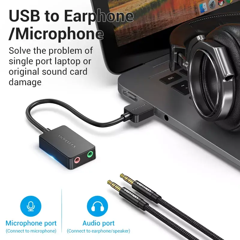 Vention 2-портовая USB внешняя звуковая карта Photo 5