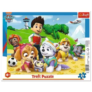 Puzlis rāmītī 25 gab. TREFL — Paw Patrol on the Scent, bērnu puzle 25 daļas ar rāmi