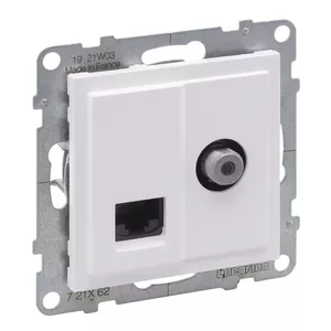 Розетка Legrand 721162 телевизионная типа F и RJ45 категории 6 UTP белая