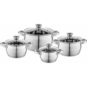 Cookware set Florina Oliver Inox 8-piece — stainless steel pots with lids (1.3L, 1.8L, 2.5L, 4.5L)