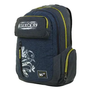 Bērnu mugursoma YES T-87 Danger melni‑zila modelis 550-06298 – skolas mugursoma ar regulējamām siksnām