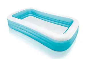Intex rectangular kiddie pool model 58484, capacity 1020 L, blue and white