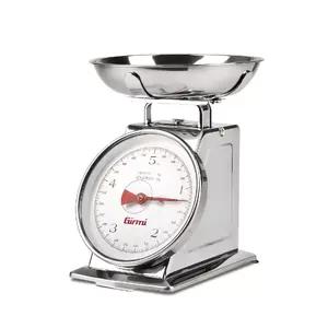 Mechanical kitchen scale Girmi PS90 — stainless steel, 5 kg capacity, 210×215×252 mm