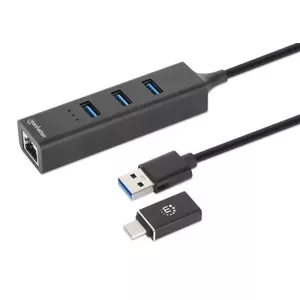 Комбо Док Хаб USB-C & USB-A Manhattan 4 Порта Ethernet USB-A x3 5 Гбит/с
