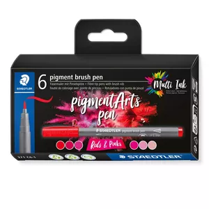 Staedtler Pigment Arts Brush Pen Reds & Pinks flomāsters Rozā, Sarkans 6 pcs