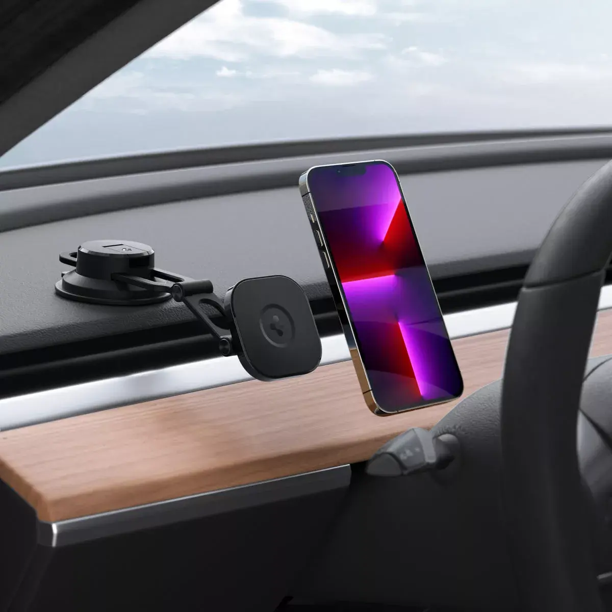 Spigen OneTap 3 Black magnētisks auto tālruņa turētājs Photo 10