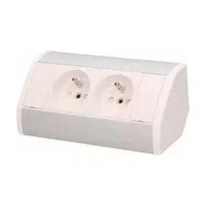 Furniture power outlet ORNO OR-GM-9005/W-G — 2× Polish 2P+Z sockets, white-silver