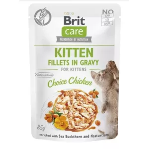 Влажный корм для котят Brit Kitten Choice пауч 85 г — полнорационный, курица, без глютена