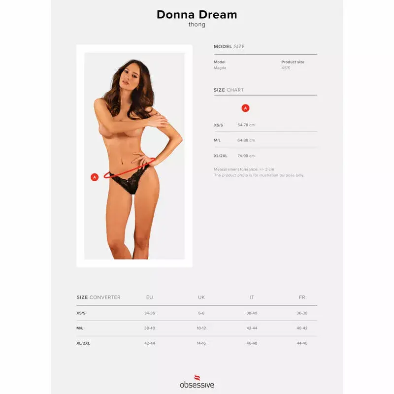 Stringi Obsessive D-235792, melnas mežģīnes, XL/2XL Photo 8