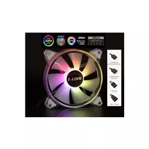Cooling fan 1stCool AURA EVO CRYSTAL 120mm ARGB — 120 mm, ARGB lighting, PWM compatible