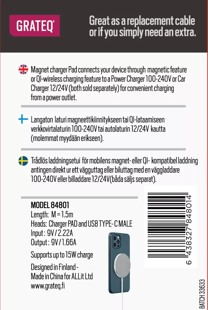 Беспроводное зарядное устройство GRATEQ USB-C Magnet Pad Photo 3