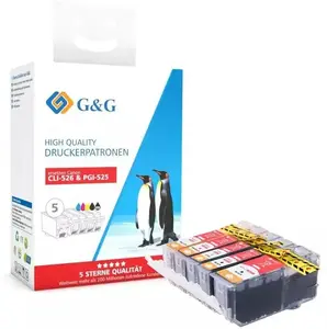Tintes kasetnes g g PGI-525BK + CLI-526 5 gab. komplekts priekš Canon (melnais + krāsainie)